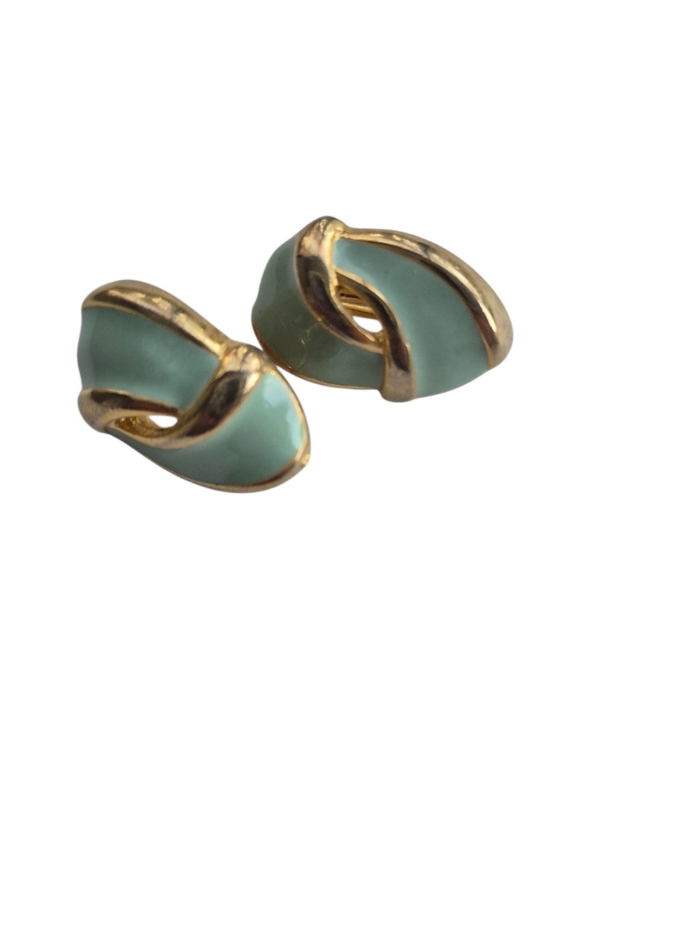 Gold and Green Clip On VintagenEarrings